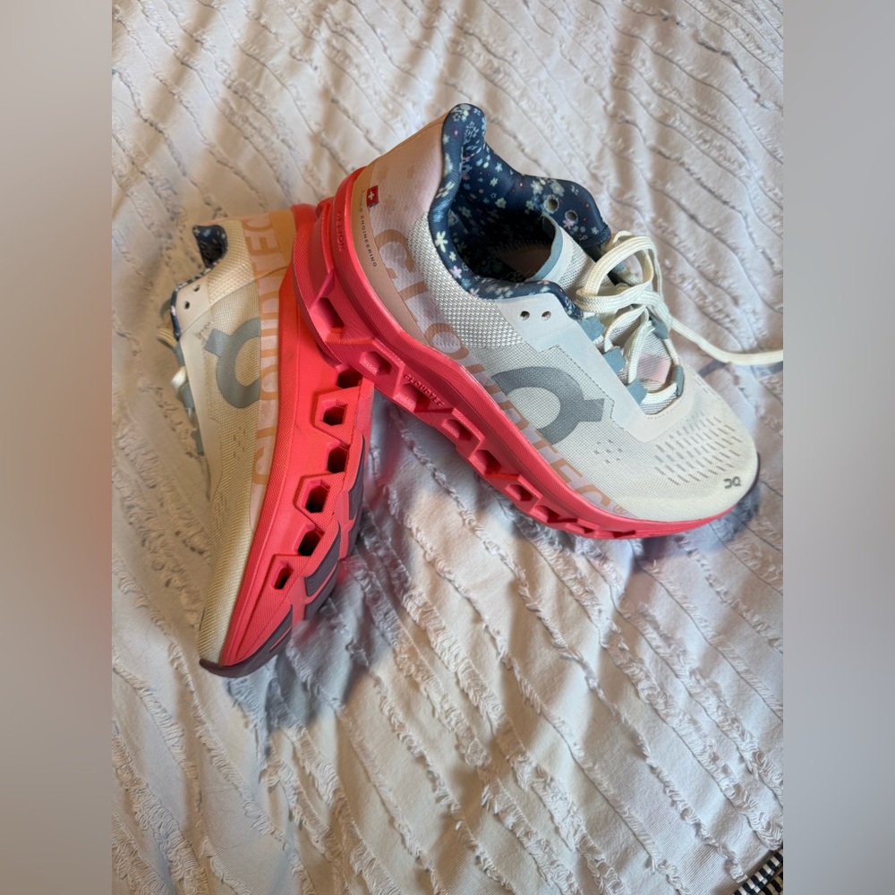 On Running Cloudnova Sail White with Coral Pink Soles Sneakers - Picture 7 of 9
